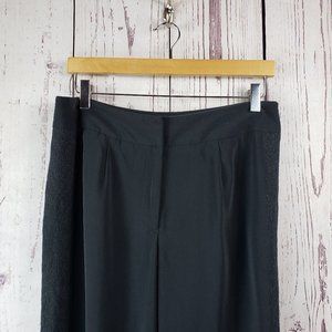 Norton McNaughton Dress Pants Womens Size 10 Floral Flat Front Wide Leg Black